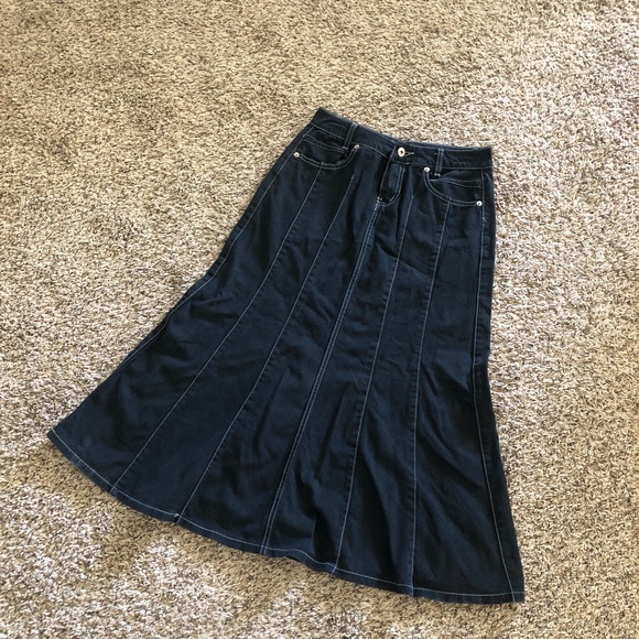 Baccini Dresses & Skirts - Baccini Black Long Denim Skirt